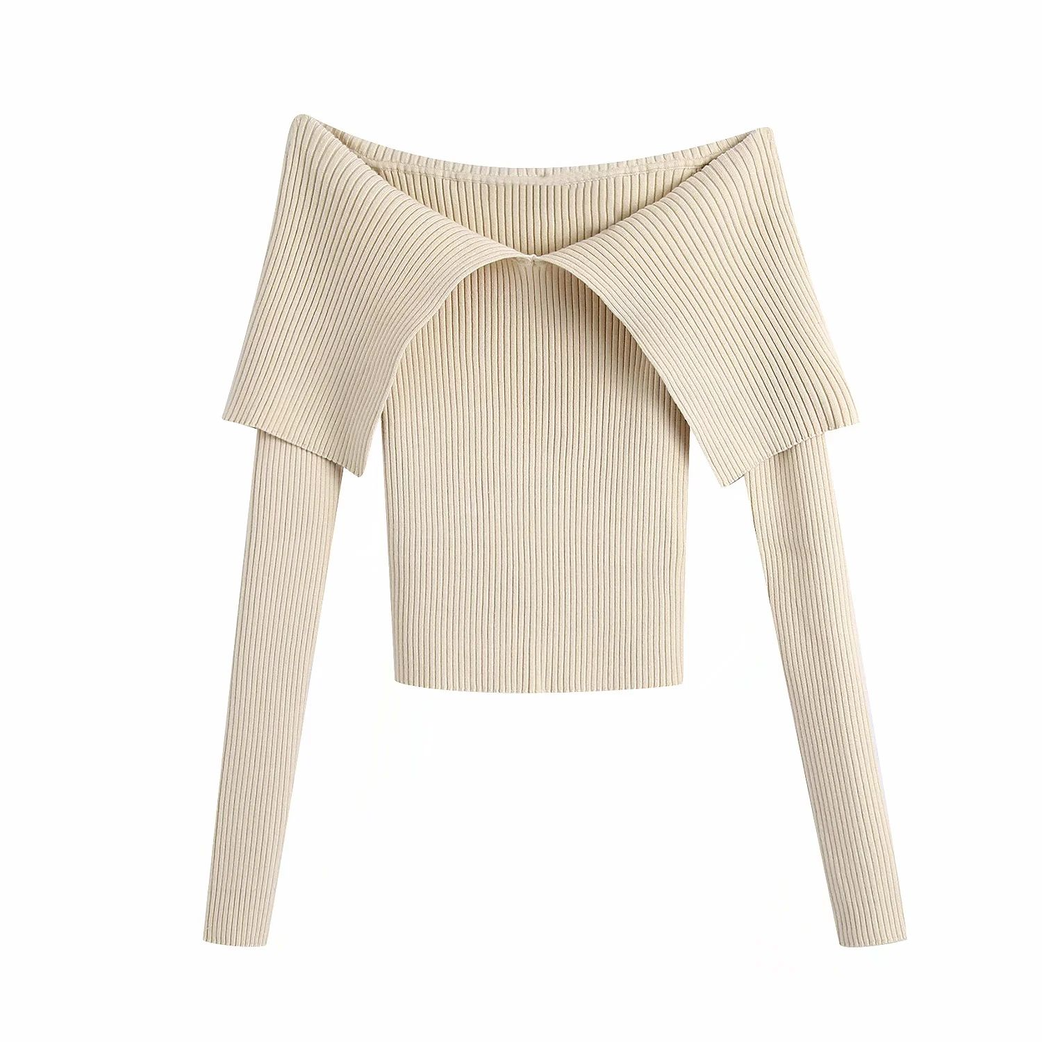 Title 3, New Style Big Lapel Solid Color Sweater For Aut...