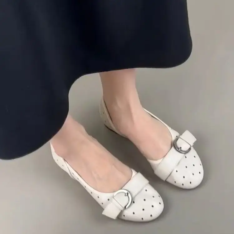 Women Polka Dot Mary Jane Flats Bow