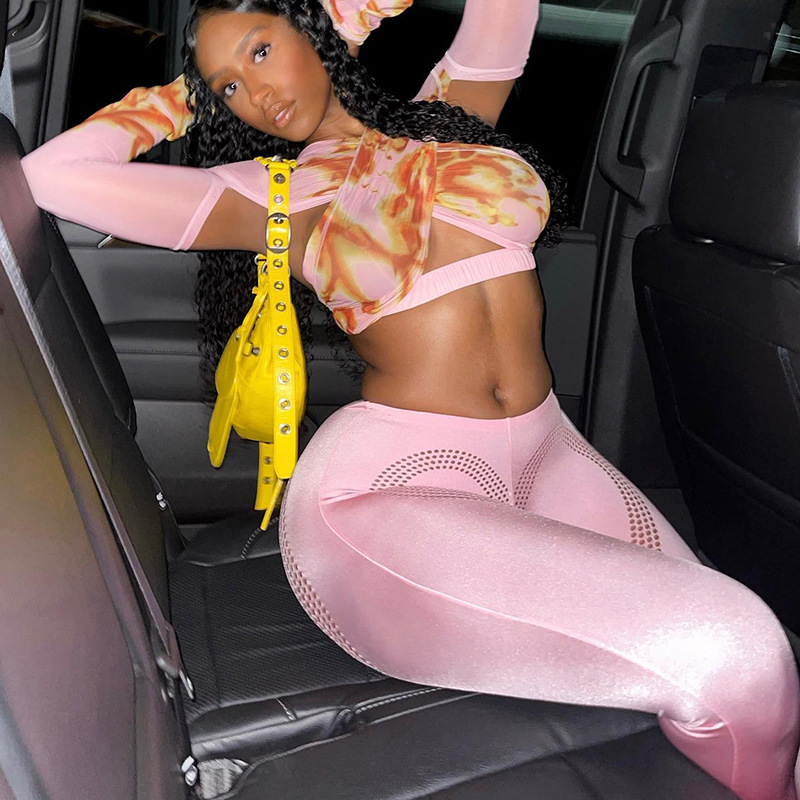 Fashion Women's Heart Shaped Hole High Waist Casual Flared Trousers