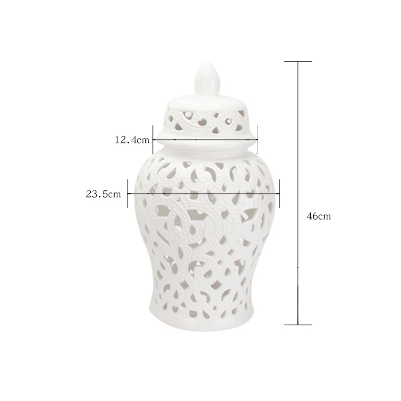 Vintage ceramic jar ornament openwork ornament (white-small)