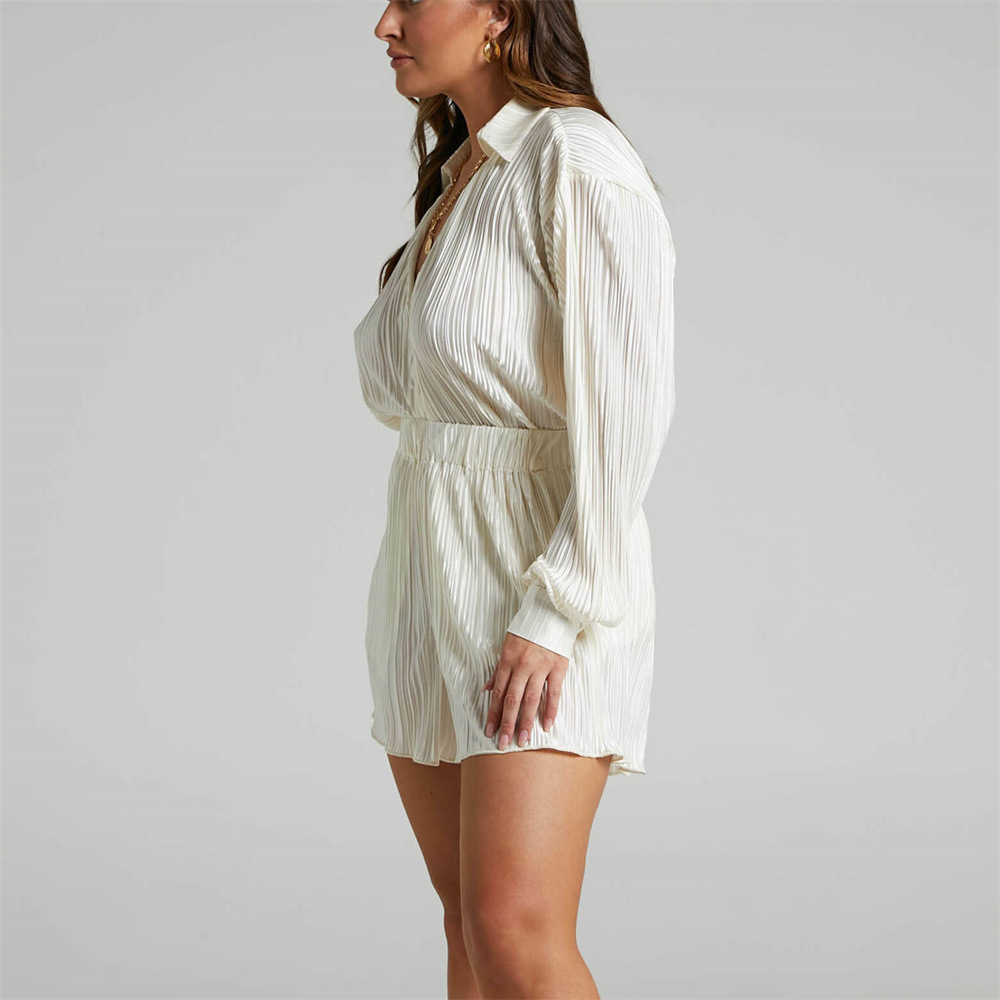 Pleated Shorts Elastic Waist Breathable Casual