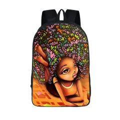 3D African Girl New Cartoon Print Backpack - 4Color - View 1