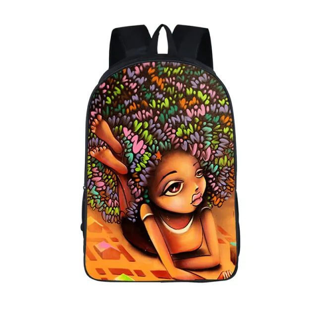 3D African Girl New Cartoon Print Backpack 4Color - Shop at LoveMi