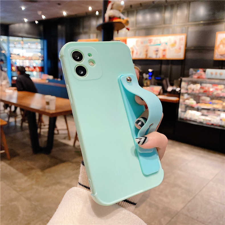 Compatible with Apple, Simple Solid Color IPhone12 11promax Mobile Phone Case Mini Stand Soft Shell - Image 4