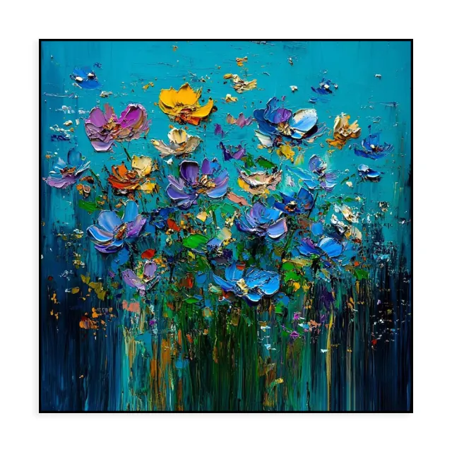 Hand painted Knife Flower Oil Paintings Modern Floral Restaurant Wall Paintings Home Decoration Art Picture Abstract Canvas Textured 3D Posters W... Without Inner Frame - Shop at LoveMi