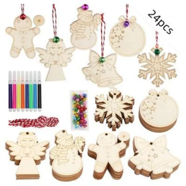 Wooden Christmas Ornaments Blank Wooden Discs With Holes 24Pcs - Shop at LoveMi
