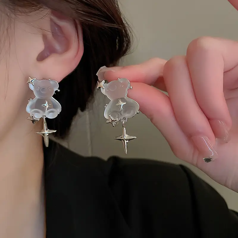Silver Needle Rainy Day Mansions Nebula Water Drops Tassel Earrings