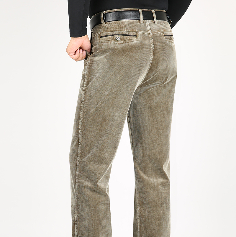 Straight Loose Corduroy Solid Color Trousers