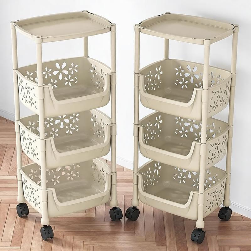 4 Tier Kitchen Basket Storage Trolley Organiser Fruit