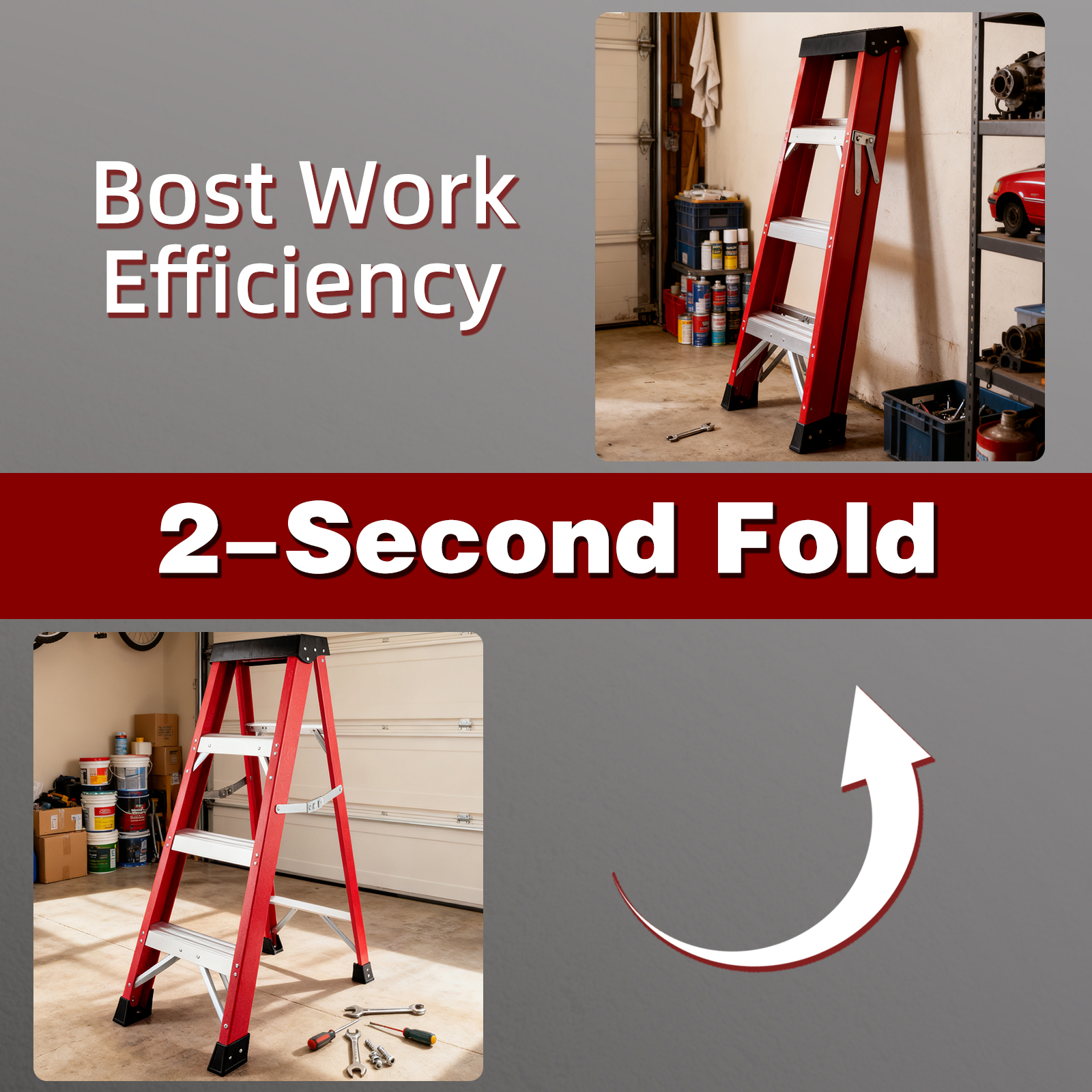 Fiberglass Insulating Ladder, Folding Step Ladder For Safe Electrical Work — foto 10