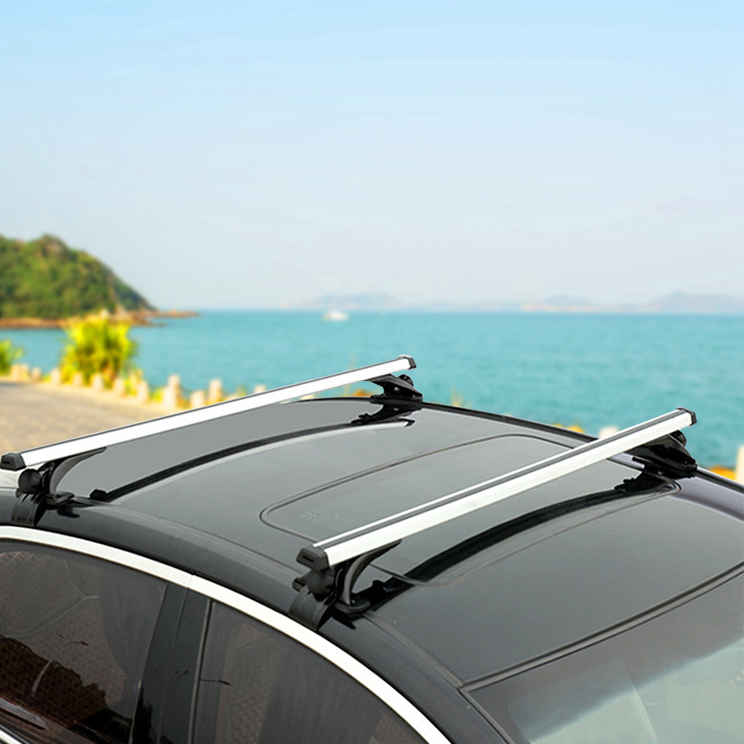 47.24in Universal Top Roof Rack Cross Bar Cargo Carrier Aluminum Crossbar Rack With 165LBS Capacity Fit For Most Vehicle Wagon Car Without Roof Side Rail — foto 2