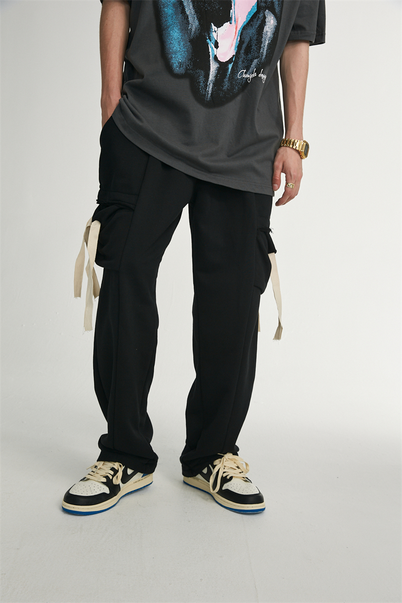 Men's Street Trend Streamer Straight Loose Casual Pants