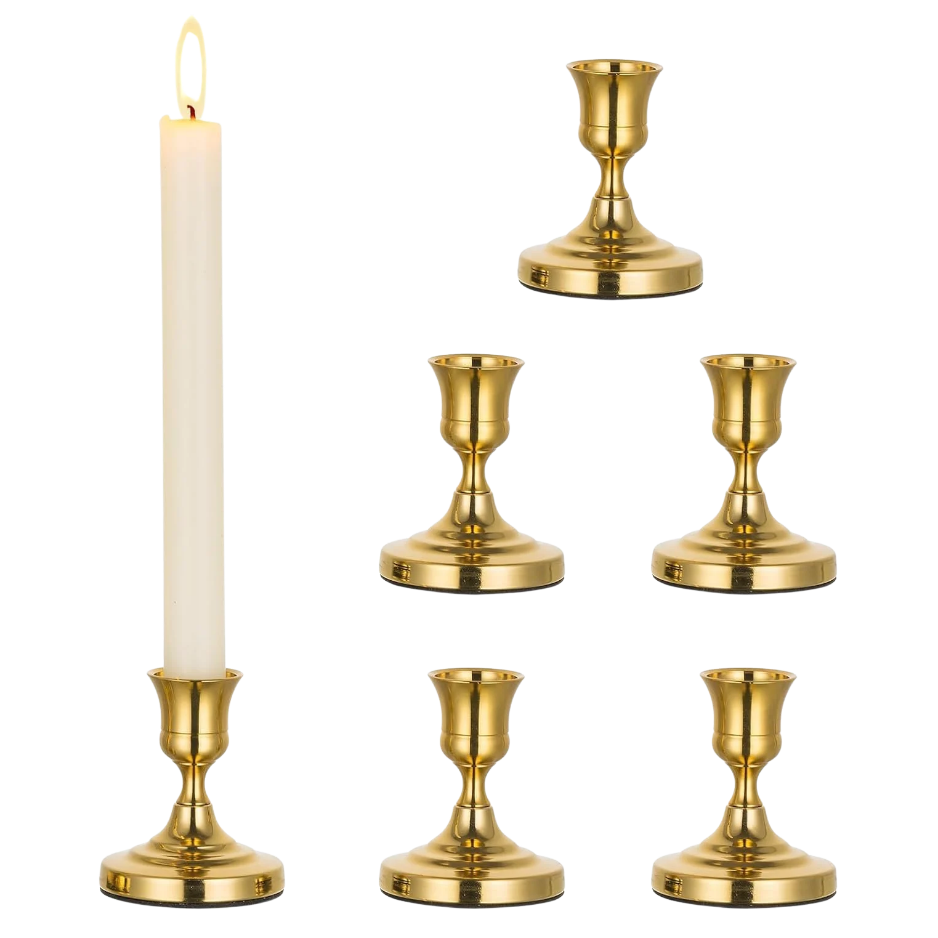 Gold Candlestick Holders 6 PCS, Vintage Taper Candle Holders For Table, Wedding, Party And Home Decor 3