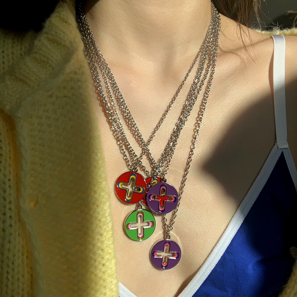 Lucky Clover Bevel Cut Enamel 925 Silver Necklace