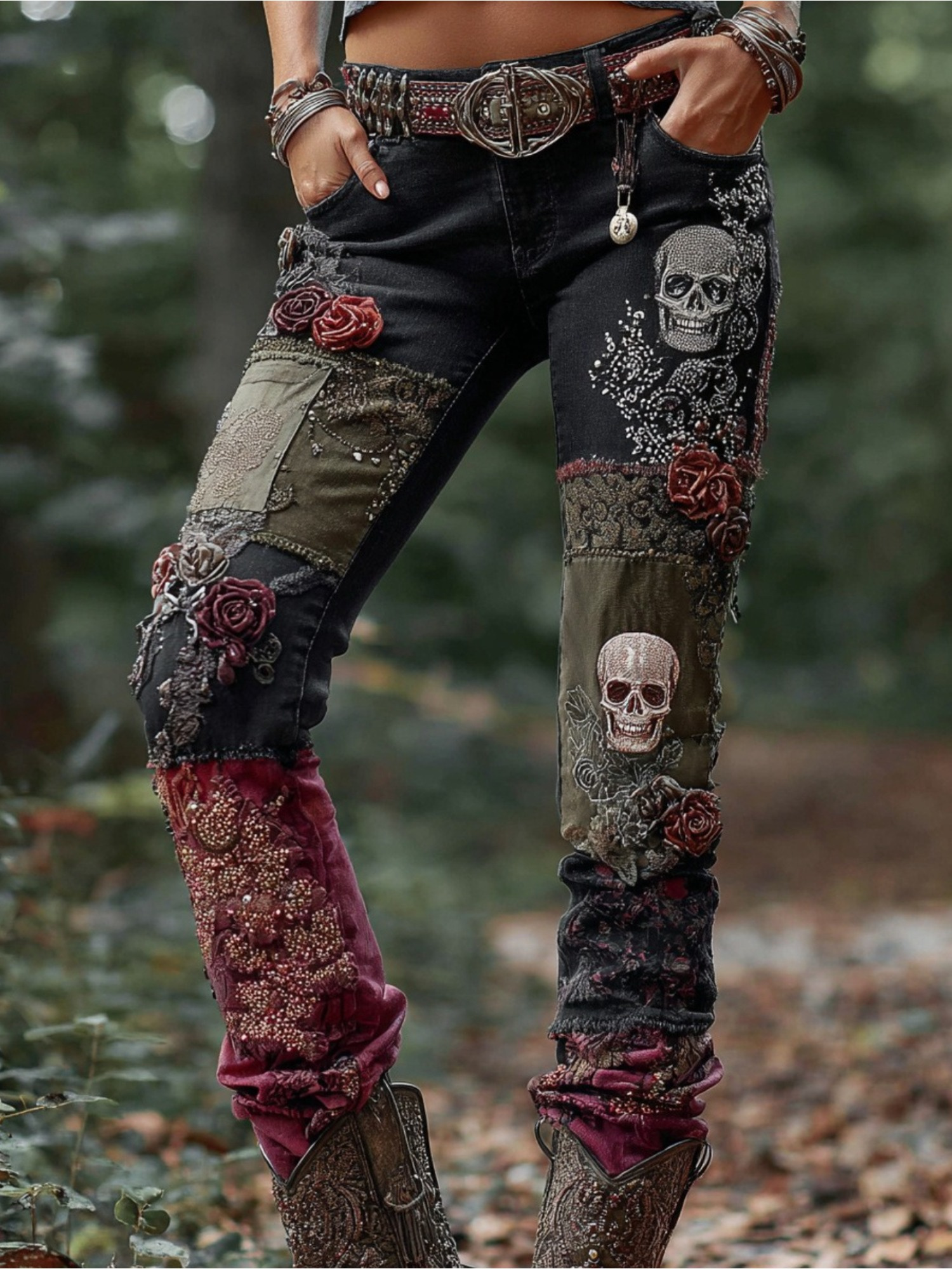 Trendy Printed Trousers, Fashionable Women's Jeans