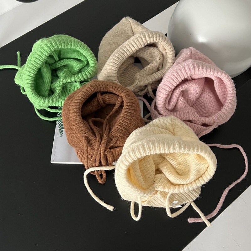 Drawstring Wool Hat Net Red Lovely Scarf Knit Hat