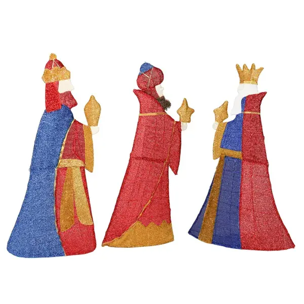 Set Of 3 Lighted Three Kings With Gifts Christmas Decorations, Pre-lit 2D Holiday Decor With 80 Warm White LED Lights For Xmas Outdoor Indoor Decor Lighted Holi