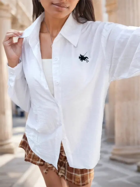 Women's Loose Casual Print Drop Shoulder Long Sleeve Shirt