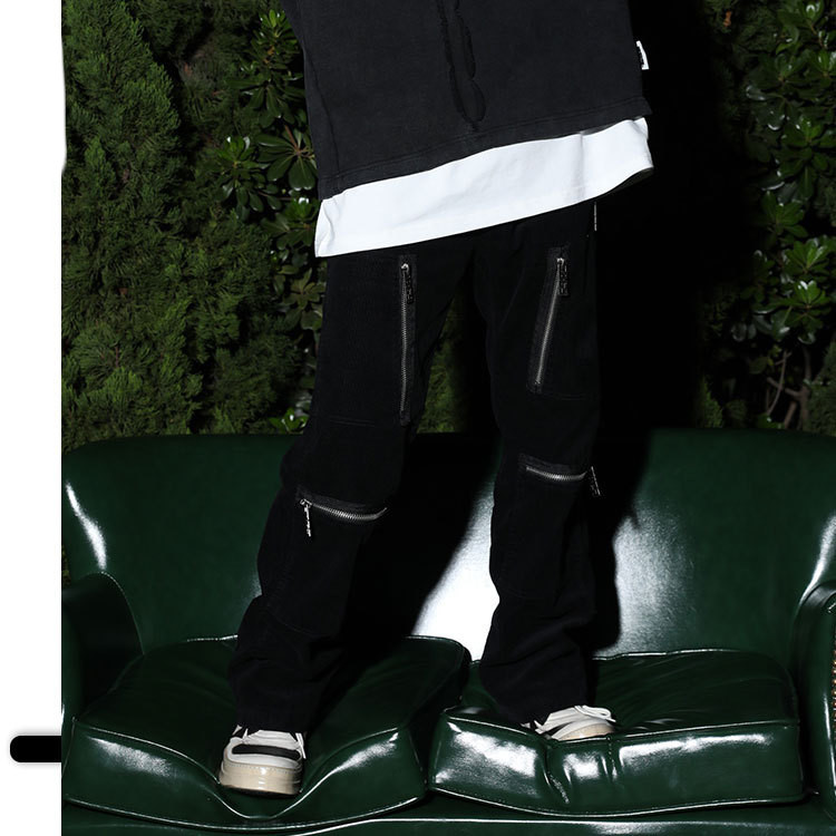 Men's Loose Zipper High Street Corduroy Trousers