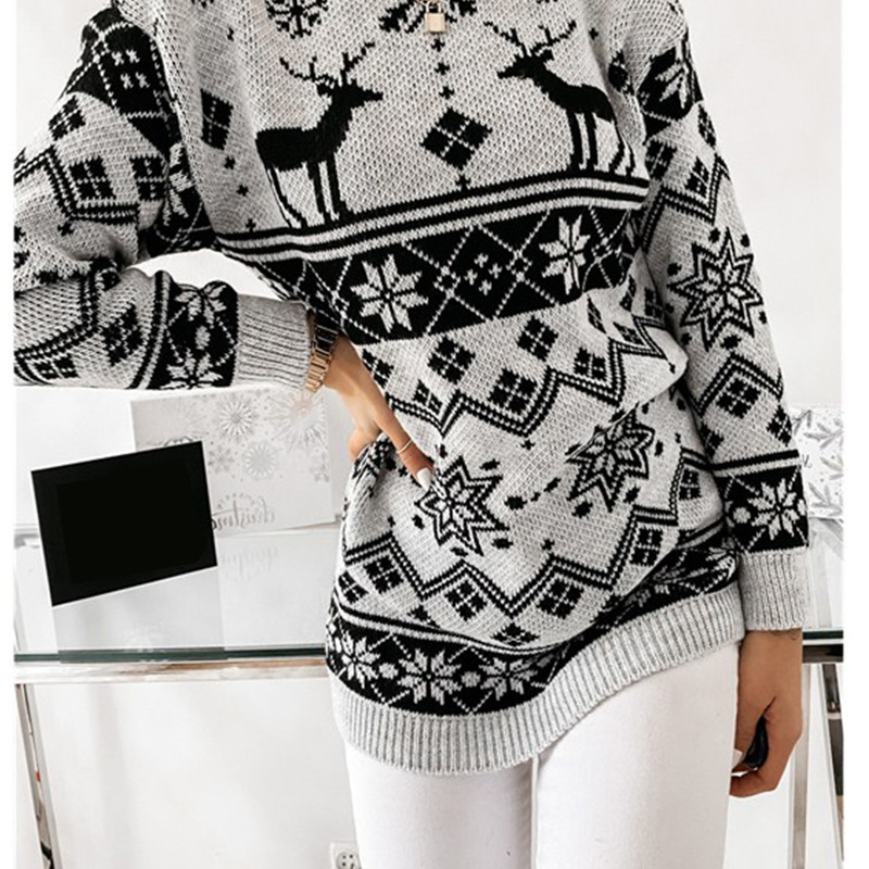 Title 2, Elk Snowflake Christmas Jacquard Strickpullover...