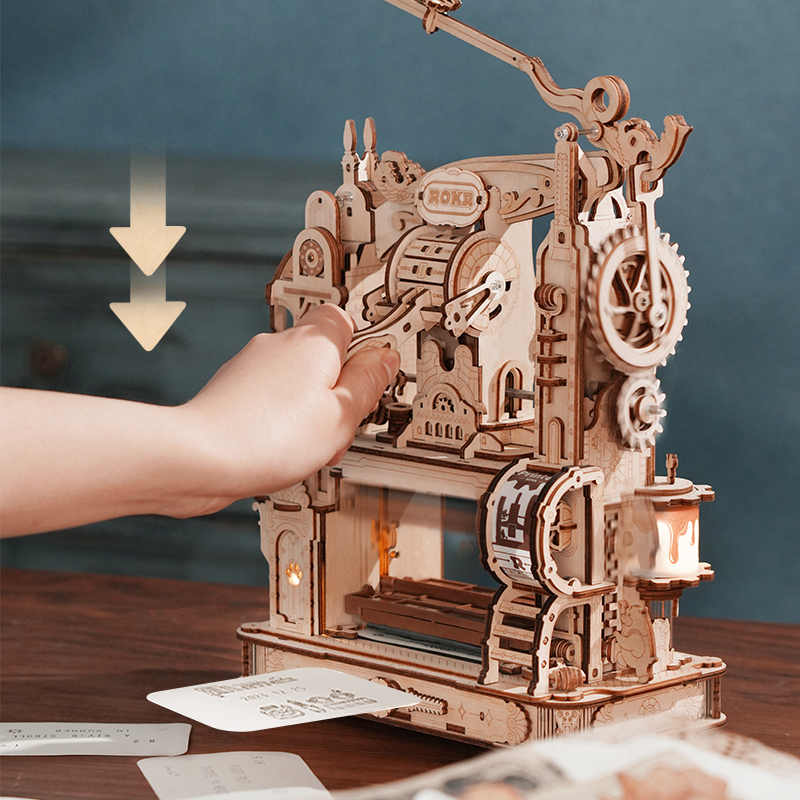 ROKR Printing Press Mechanical Gears Puzzle. Product Description: ROKR New LK602 Printing press Wood Classic Printing Press Assemble Toys Wooden Toy Model Building, DIY Model can open a new world of creativity, knowledge and pleasure. Characteristics: Pro