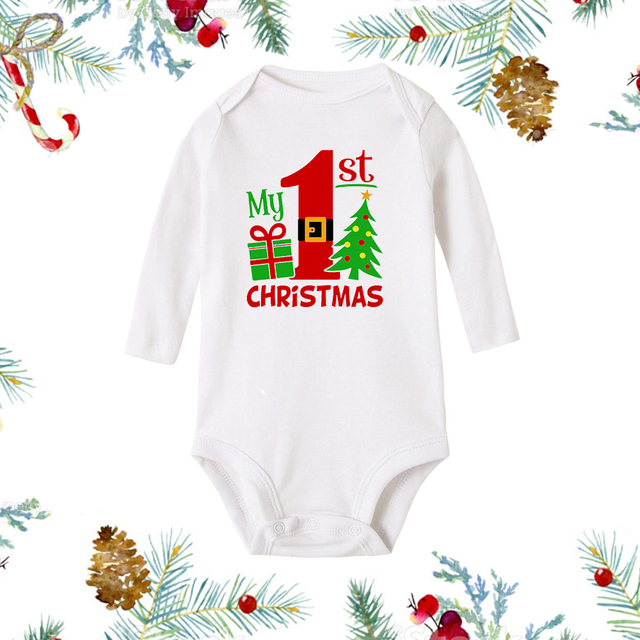 Christmas Newborn Baby White Long Sleeve Jumpsuit — foto 3