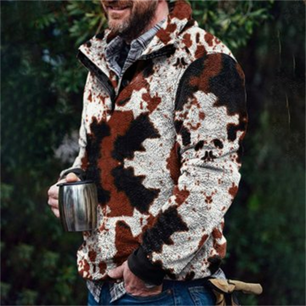 Autumn And Winter Casual Button Pocket Flannel Plush Men's Sweater