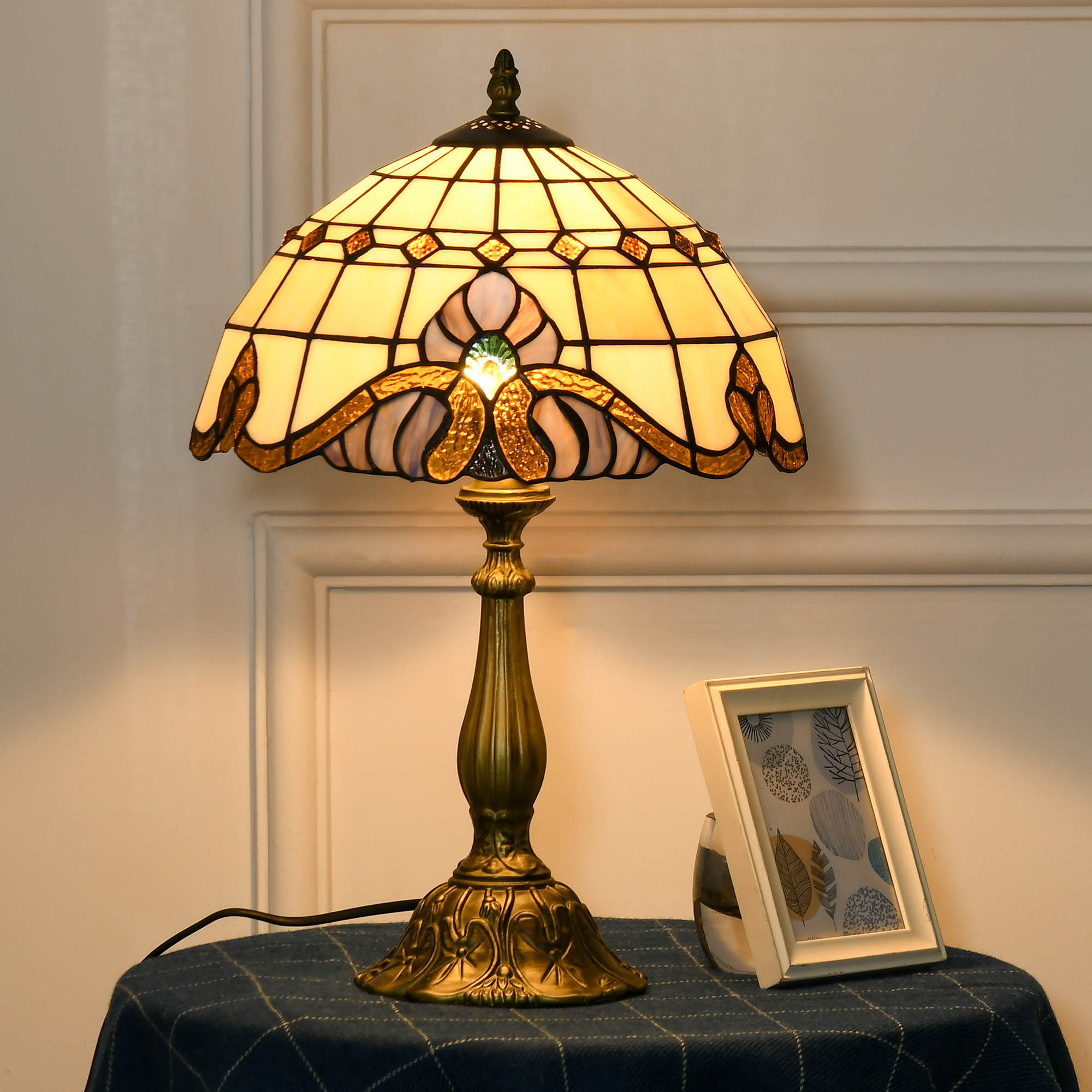 Colored Glass Desk Lamp, Handmade Retro Bedside Suitable For Bedrooms, Living — image 11