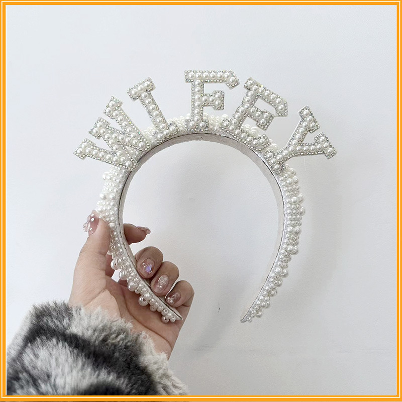Bride Vintage Pearl Hair Ornament Pearl Hair Band Headband Wifey - Shop at LoveMi