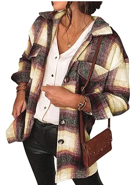 Autumn New Mid Length Loose Plaid Jacket Yellow - Shop at LoveMi