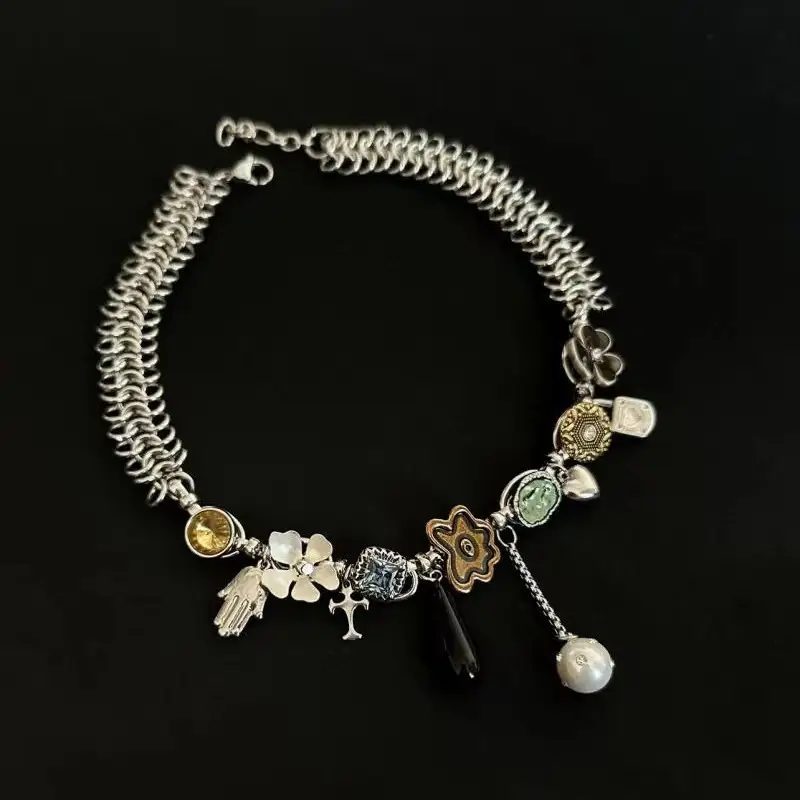 Trendy Cool Multi-element Pendant Necklace Female With Hearts