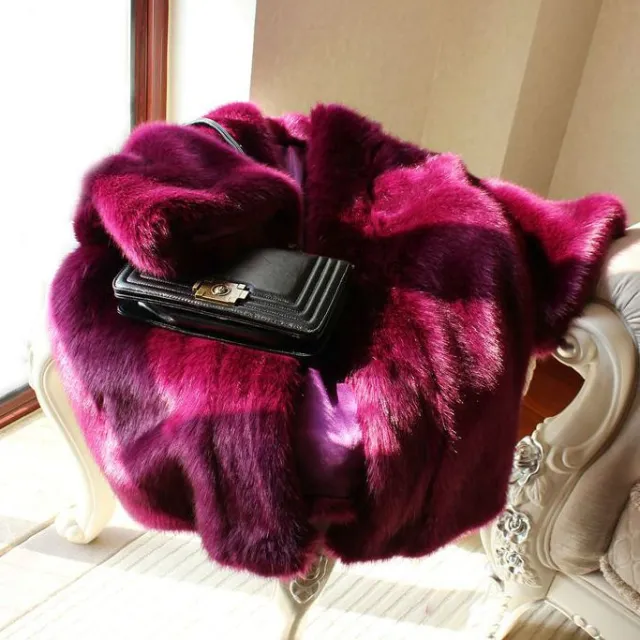 Faux Fox Fur Grass And Fur Coat Mid length Women's Winter Loose Thick And Warm Celebrity Purple - Shop at LoveMi