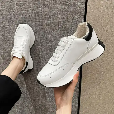 Leather Sports Casual Shoes White Four Seasons Raise