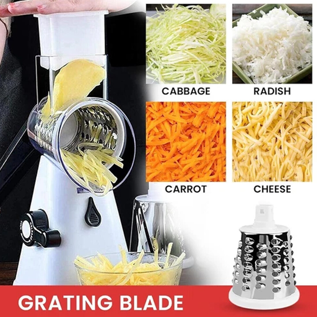 3-In-1 Rotary Food Slicer Chopper Cheese Grater Fruit Vegetable Shredder Cutter — image 4
