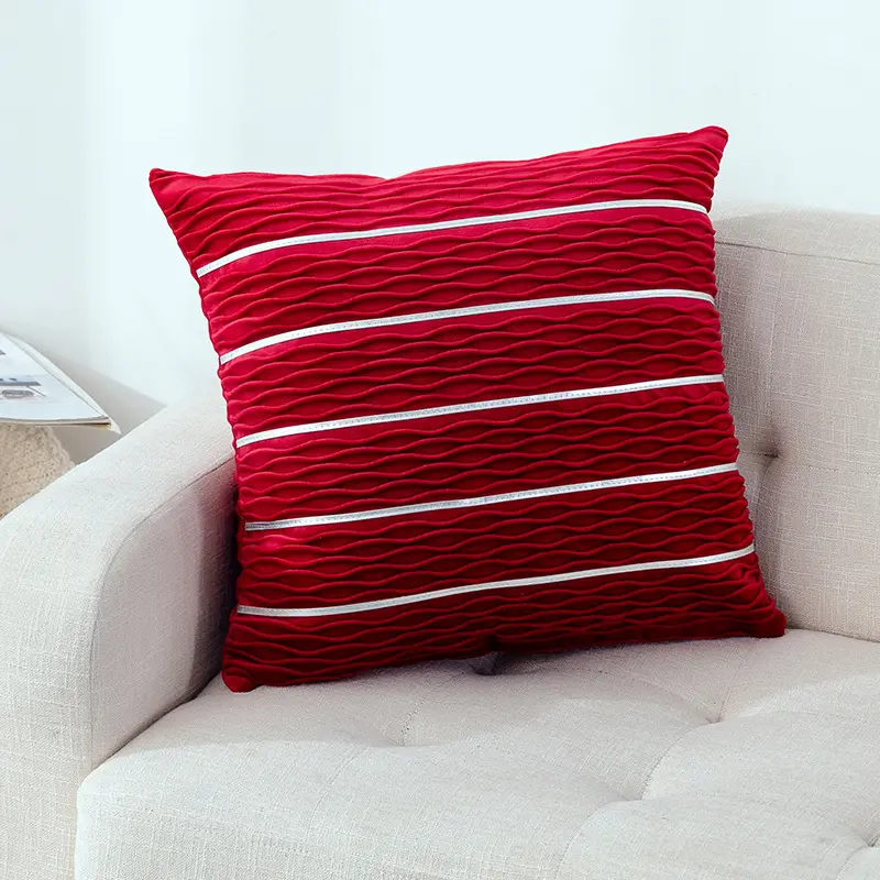 Simple Luxury Striped Velvet Pillow Cover Cushion