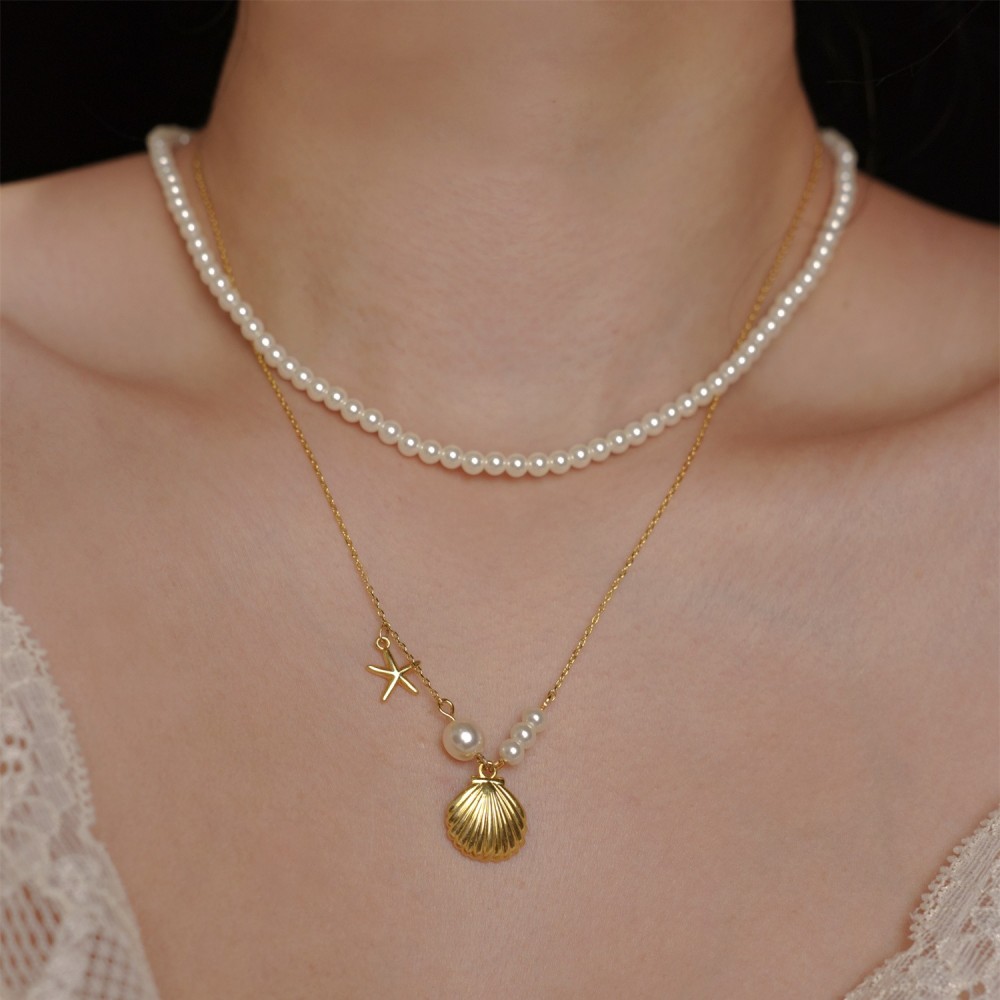 قلادة لؤلؤ بنجمة البحر بتصميم سينس