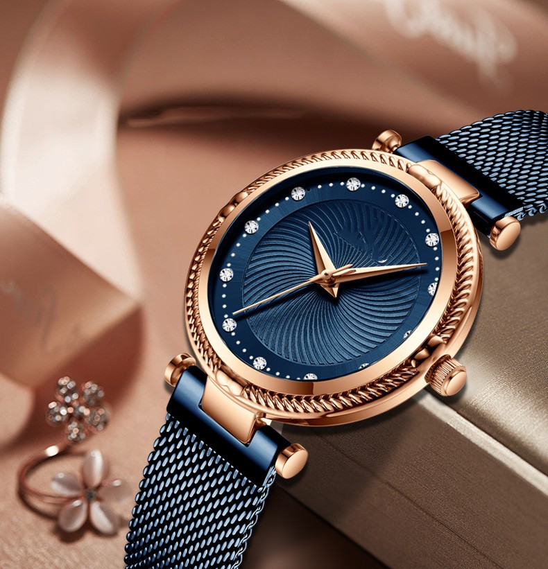Mesh Waterproof Diamond Inlaid Women's Watch