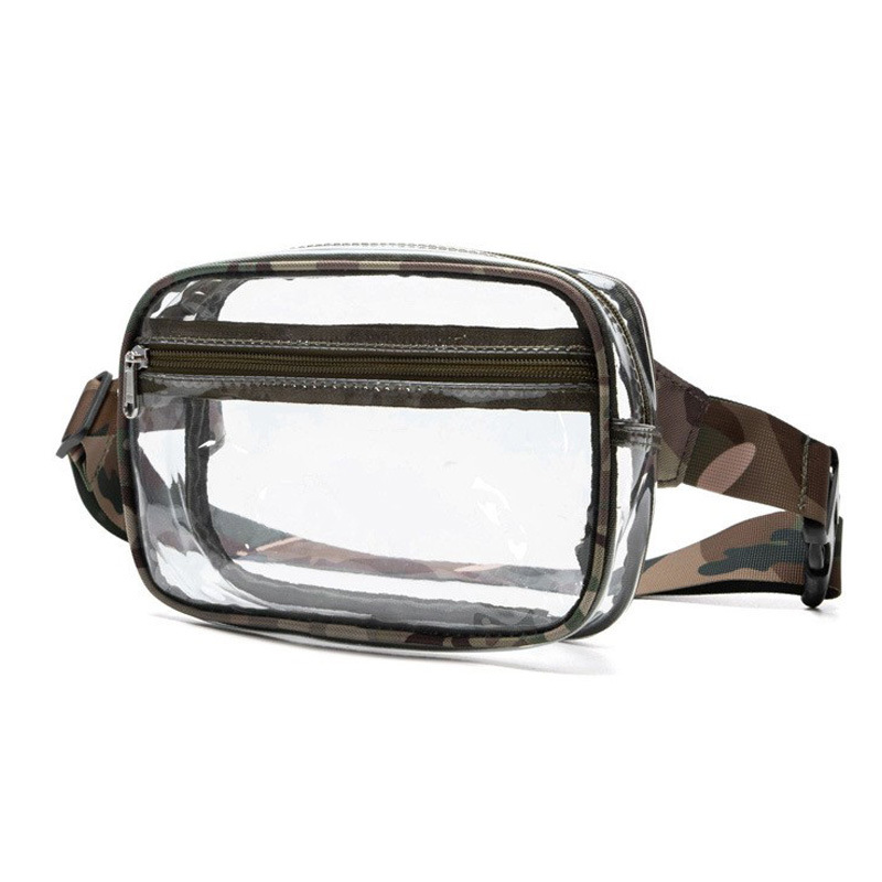 Transparent PVC Toiletry Bag, Waterproof, Portable, Large Capacity Crossbody Makeup Bag, Outdoor Sports Storage Bag, Waist Bag - Camouflage