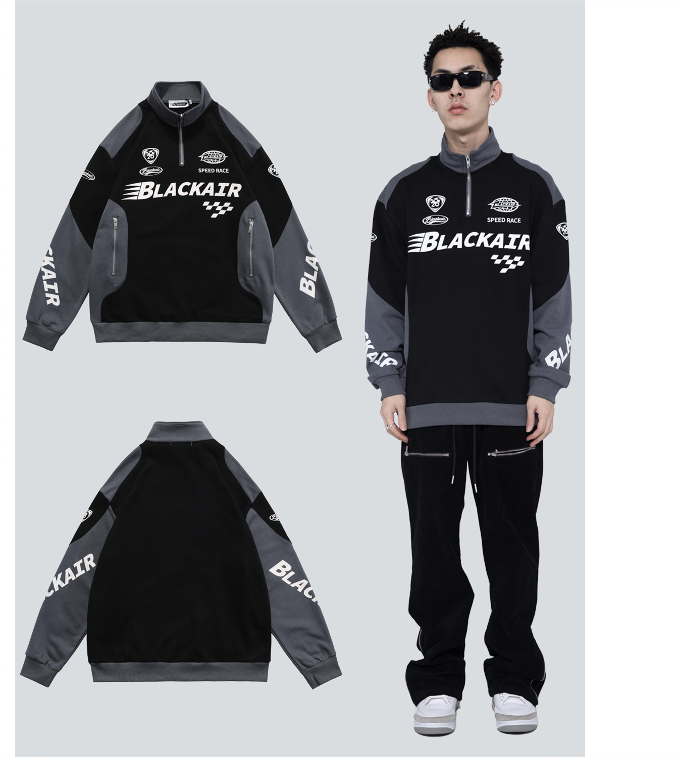 Retro Street Racing Motorcycle Suit Thin Letters