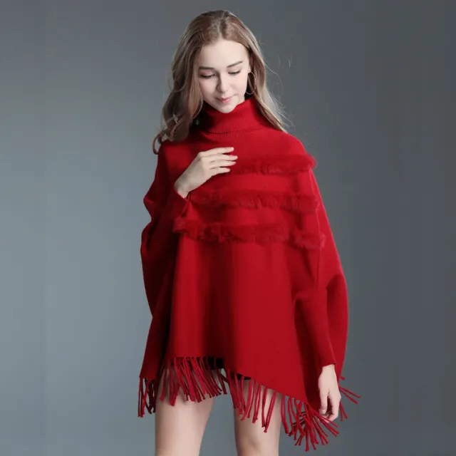 Knit Sweater Mid length Turtleneck Sweater Coat Red - Shop at LoveMi