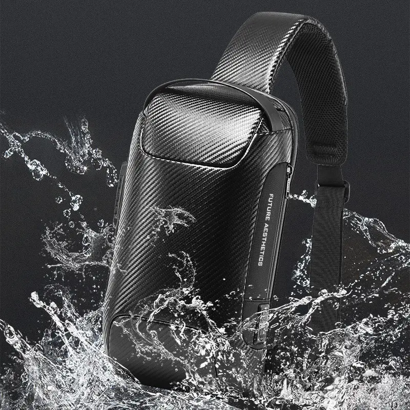 Men's Carbon Brazing Waterproof Crossbody Bag