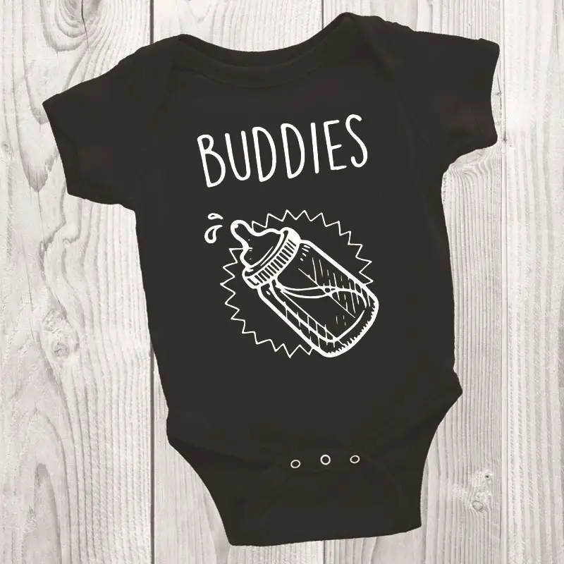 Summer Newborn Bottle Letter Printing  Baby Romper Short-sleeved One-piece