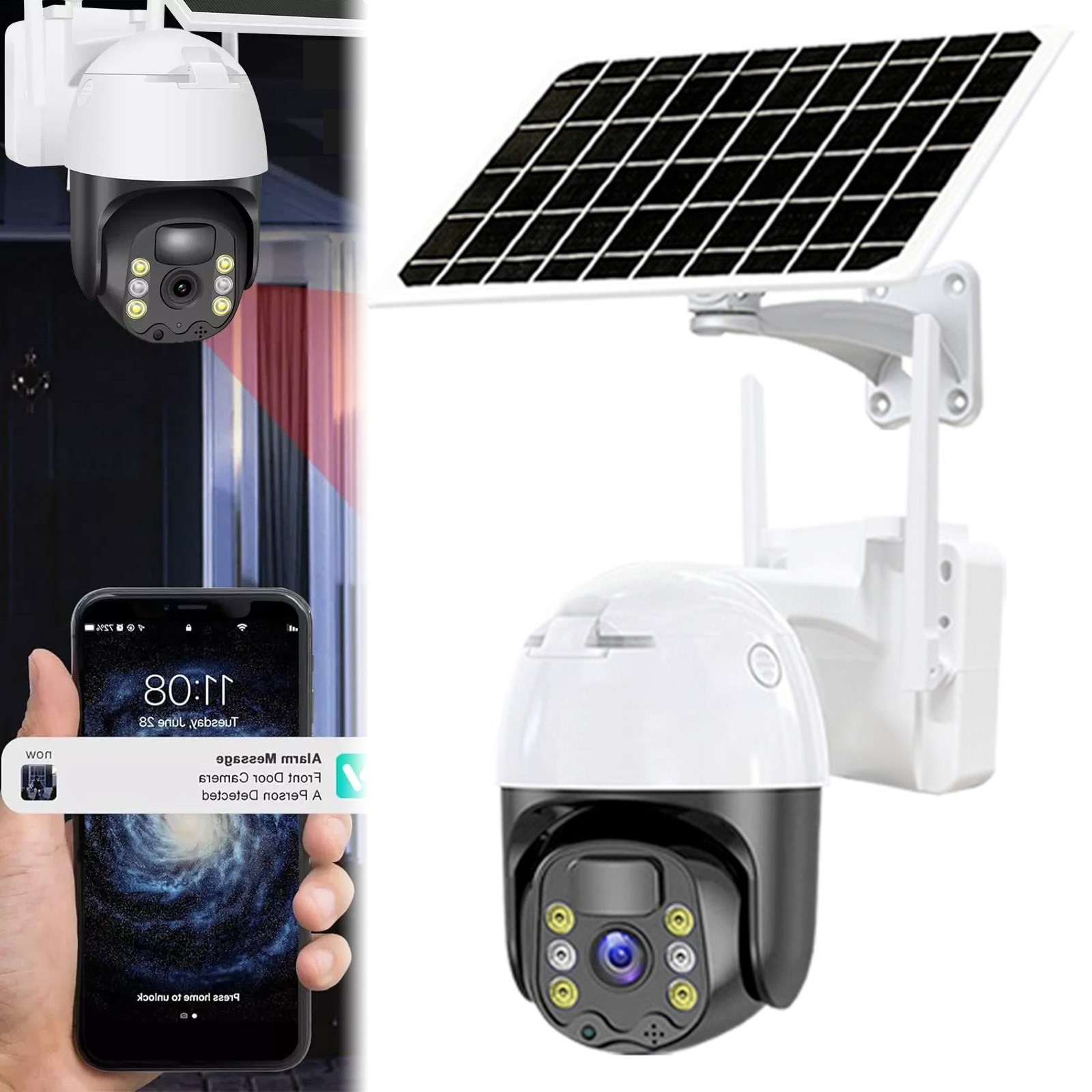 Solar Battery Powered Wireless WiFi Outdoor PanTilt Home Security Camera System