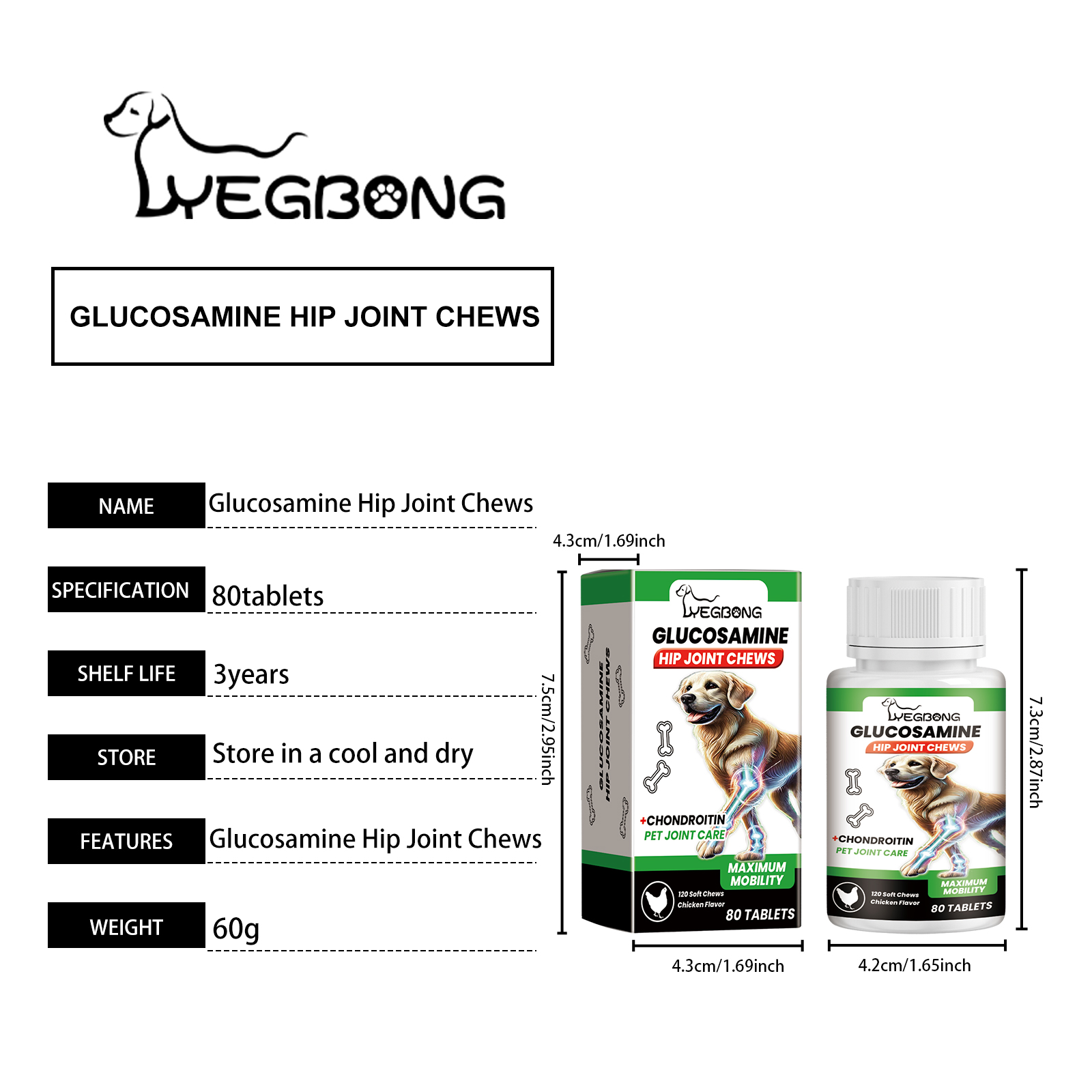 Dog Glucosamine Hip Joint Chews, Chondroitin Joint Support Supplements For All Breeds, Chicken Flavor Soft Chews To Relieve Joint Pain & Boost Mobility — foto 5