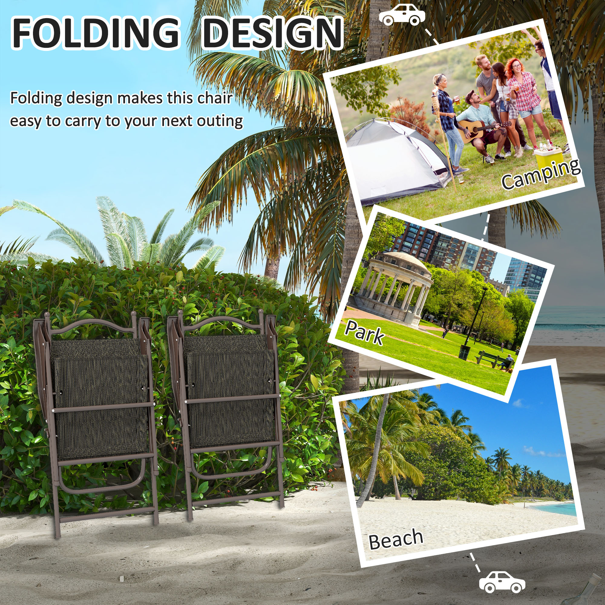 Two Foldable Garden Chair Sets, Mesh Seats — image 6