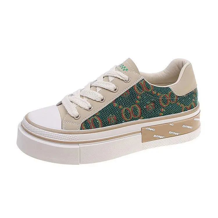 Women's Fashion Casual Color Matching Canvas Shoes - Green