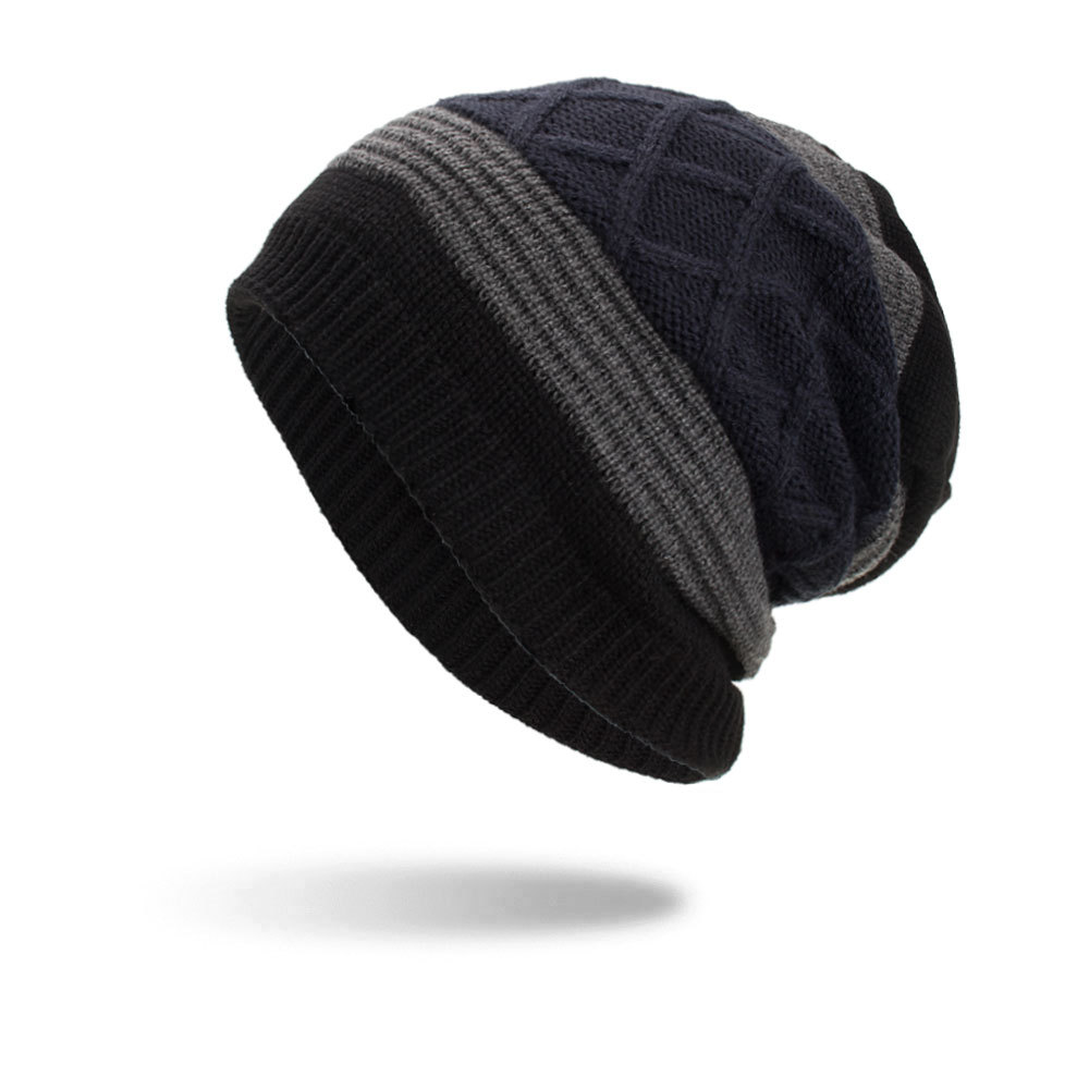 New Velvet Clip Diamond Pullover Knitted Wool Hat