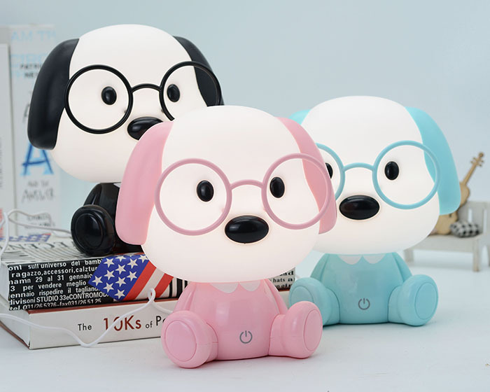 Small Cute Dog Lamp with Glasses