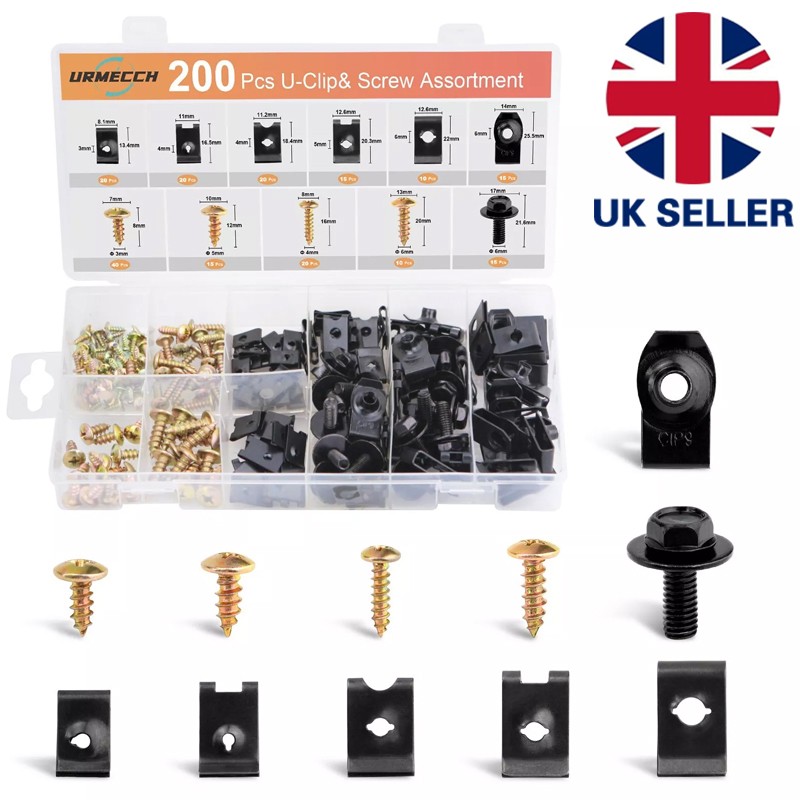 200X Universal Metal U-Type Screw   Clips Car Bumper Fender Trim Panel Fastener