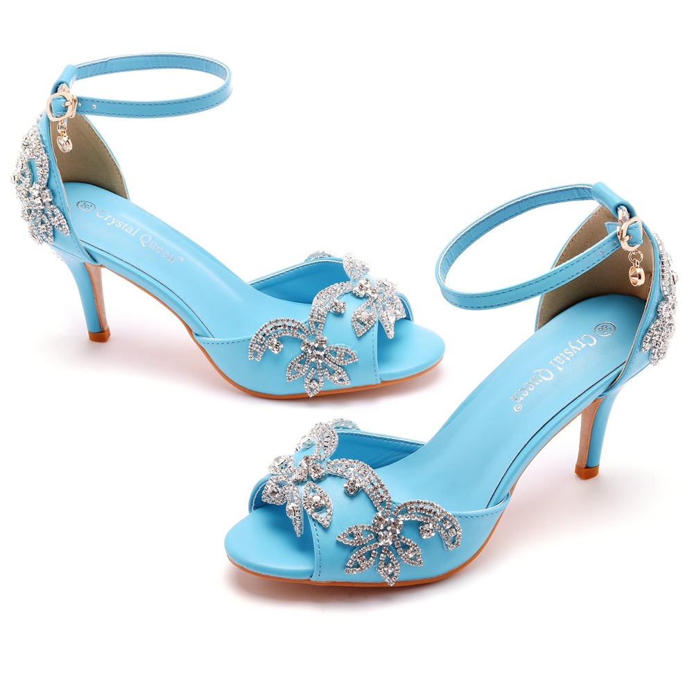 Title 18, Sandali con tacco alto peep-toe 7cm e fibbia. P...